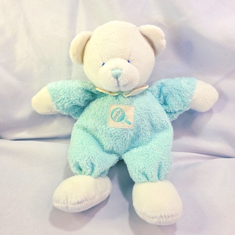 Russ Berrie Drowsy Teddy Bear Plush Toy Terry Velour Teal Rattle Star 11 Inch